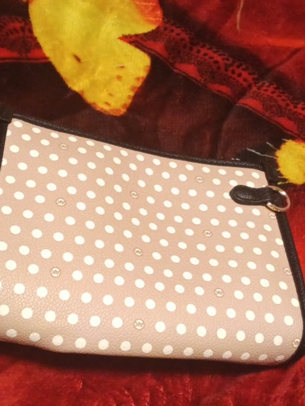 Polka Dot Mini Wristlet Clutch in Blush Pink